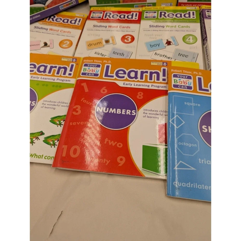 12 Pc Your Baby Can Read Learn Books Sliding Word Cards Developing Minds Infants